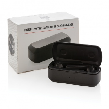 Logo trade promotional items picture of: Free Flow TWS earbuds in charging case
