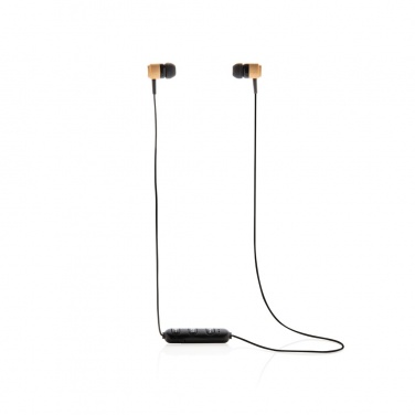 Logo trade corporate gifts image of: Bamboo wireless earbuds