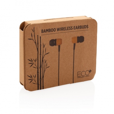 Logo trade advertising products image of: Bamboo wireless earbuds