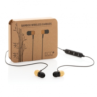 Logo trade advertising product photo of: Bamboo wireless earbuds