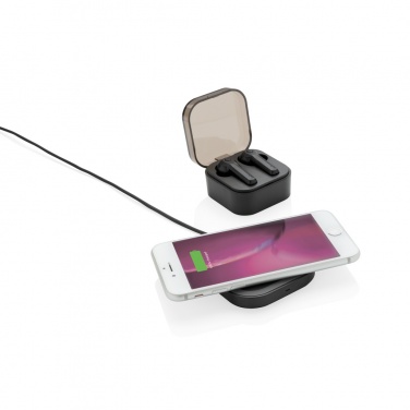 Logo trade advertising products image of: TWS earbuds in wireless charging case