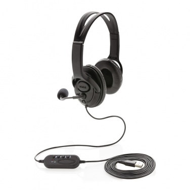 Logo trade corporate gifts image of: Over ear wired work headset