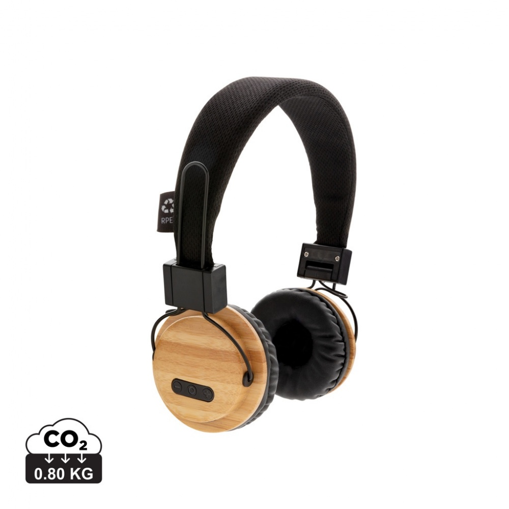 Logo trade promotional product photo of: Bamboo wireless headphone