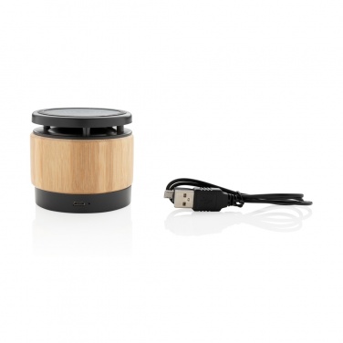 Logo trade promotional giveaways image of: Bamboo wireless charger speaker