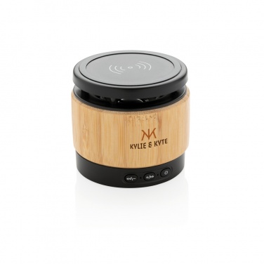 Logo trade promotional gift photo of: Bamboo wireless charger speaker