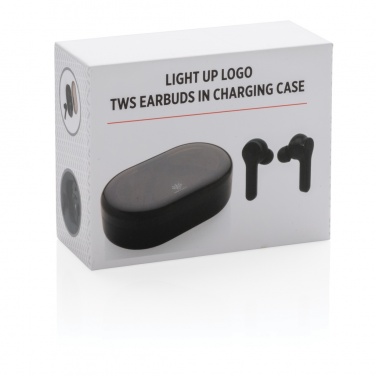 Logotrade promotional product image of: Light up logo TWS earbuds in charging case