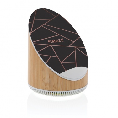 Logo trade advertising products picture of: Ovate bamboo 5W speaker with 15W wireless charger