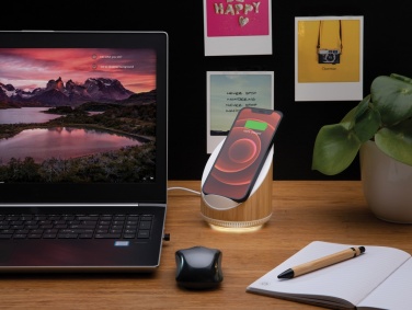 Logotrade promotional gifts photo of: Ovate bamboo 5W speaker with 15W wireless charger