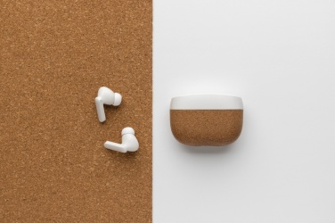 Logotrade promotional item picture of: Oregon RCS recycled plastic and cork TWS earbuds