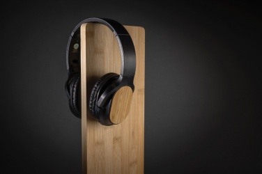 Logo trade business gifts image of: RCS and bamboo Elite Foldable wireless headphone