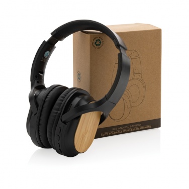 Logo trade promotional items picture of: RCS and bamboo Elite Foldable wireless headphone