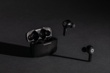 Logo trade corporate gift photo of: RCS recycled plastic Swiss Peak ANC TWS earbuds