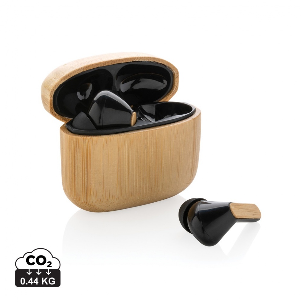 Logotrade promotional items photo of: Bamboo TWS earbuds with RCS recycled plastic