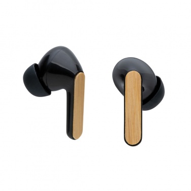 Logotrade promotional giveaways photo of: Bamboo TWS earbuds with RCS recycled plastic