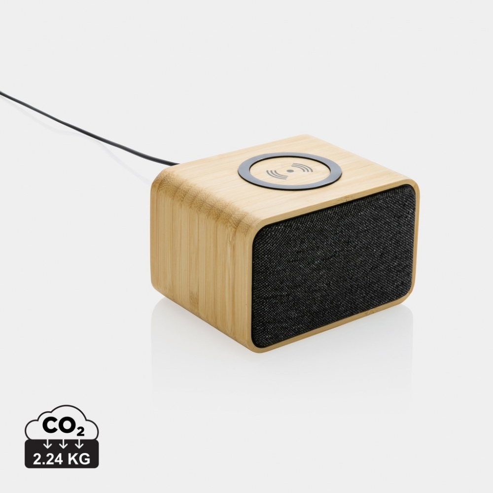 Logotrade promotional giveaways photo of: RCS Rplastic 3W speaker with bamboo 5W wireless