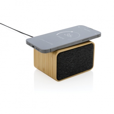 Logotrade promotional giveaway image of: RCS Rplastic 3W speaker with bamboo 5W wireless