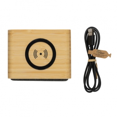 Logo trade promotional items picture of: RCS Rplastic 3W speaker with bamboo 5W wireless