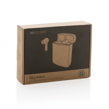 Logo trade promotional items picture of: Skywave RCS recycled plastic solar earbuds