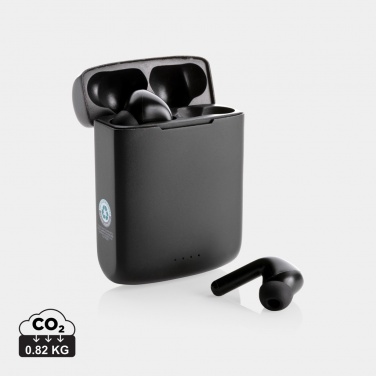Logo trade advertising products image of: Skywave RCS recycled plastic solar earbuds