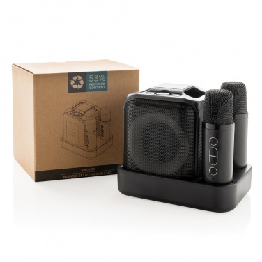 Logo trade advertising products image of: Singvibe RCS recycled plastic karaoke set with double mic