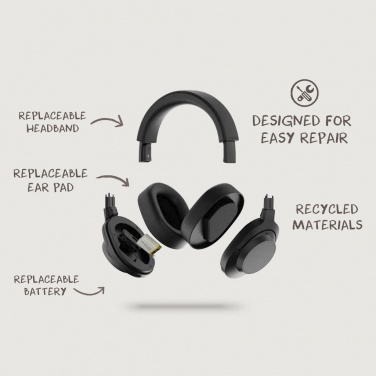 Logotrade promotional gift picture of: Irvine RCS recycled and repairable ANC wireless headphone