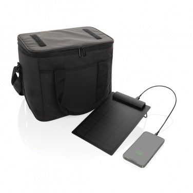 Logo trade promotional merchandise image of: Pedro AWARE™ RPET deluxe cooler bag with 5W solar panel