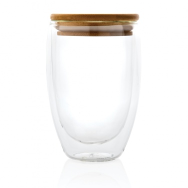 Logotrade corporate gift picture of: Double wall borosilicate glass with bamboo lid 350ml