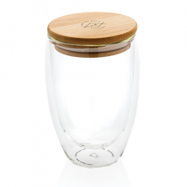 Logotrade promotional gift picture of: Double wall borosilicate glass with bamboo lid 350ml