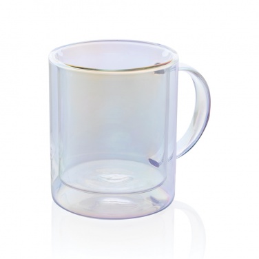 Logo trade promotional giveaway photo of: Deluxe double wall electroplated glass mug
