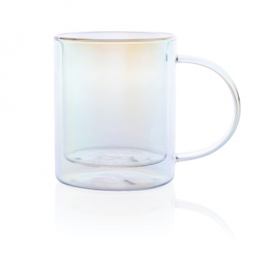 Logo trade promotional gifts picture of: Deluxe double wall electroplated glass mug