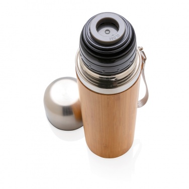 Logo trade business gifts image of: Bamboo vacuum travel flask