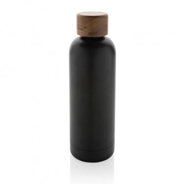 Logo trade promotional items image of: Wood RCS certified recycled stainless steel vacuum bottle