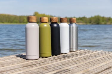 Logotrade promotional merchandise photo of: Wood RCS certified recycled stainless steel vacuum bottle