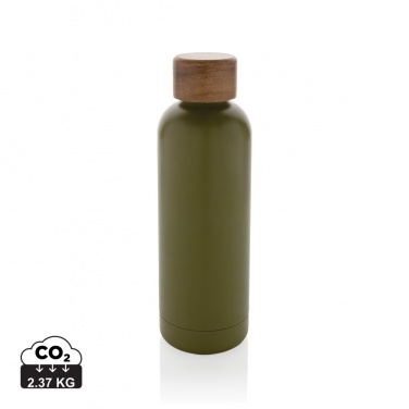 Logo trade promotional product photo of: Wood RCS certified recycled stainless steel vacuum bottle