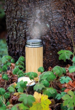 Logo trade promotional items image of: Leak proof bamboo vacuum bottle