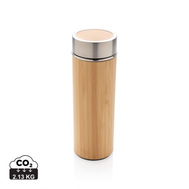 Logo trade promotional gifts picture of: Leak proof bamboo vacuum bottle