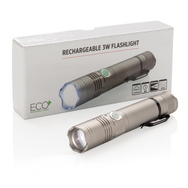 Logo trade promotional merchandise picture of: Rechargeable 3W flashlight