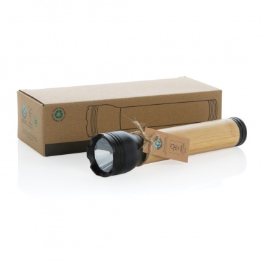 Logo trade promotional merchandise picture of: Lucid 5W RCS certified recycled plastic & bamboo torch