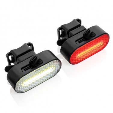 Logotrade promotional merchandise image of: Lumino RCS recycled plastic USB re-chargeable bike light set