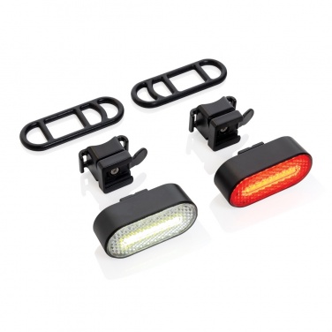 Logotrade promotional merchandise photo of: Lumino RCS recycled plastic USB re-chargeable bike light set