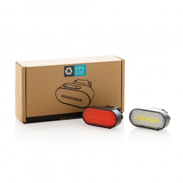 Logotrade corporate gift picture of: Lumino RCS recycled plastic USB re-chargeable bike light set