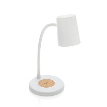 Logotrade promotional product picture of: Zenara RCS recycled plastic and cork 15W wireless desk lamp