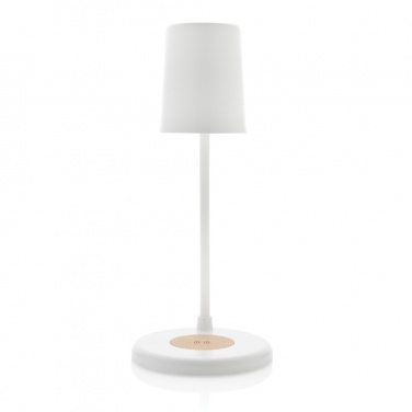 Logo trade promotional products image of: Zenara RCS recycled plastic and cork 15W wireless desk lamp