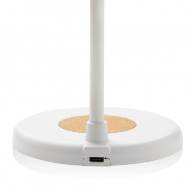 Logo trade promotional item photo of: Zenara RCS recycled plastic and cork 15W wireless desk lamp