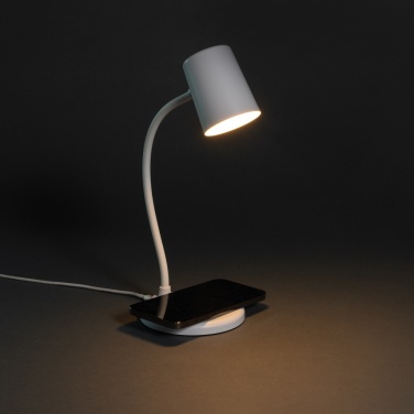 Logotrade advertising products photo of: Zenara RCS recycled plastic and cork 15W wireless desk lamp