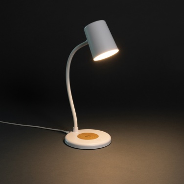 Logo trade promotional merchandise picture of: Zenara RCS recycled plastic and cork 15W wireless desk lamp