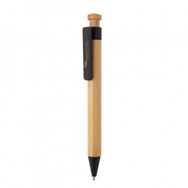 Logo trade business gift photo of: Bamboo pen with wheatstraw clip
