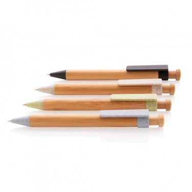 Logo trade corporate gifts image of: Bamboo pen with wheatstraw clip