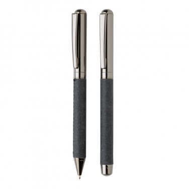 Logo trade promotional products image of: Recycled leather pen set