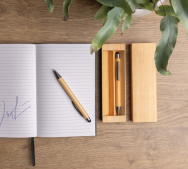 Logotrade promotional product picture of: Bamboo modern pen set in box